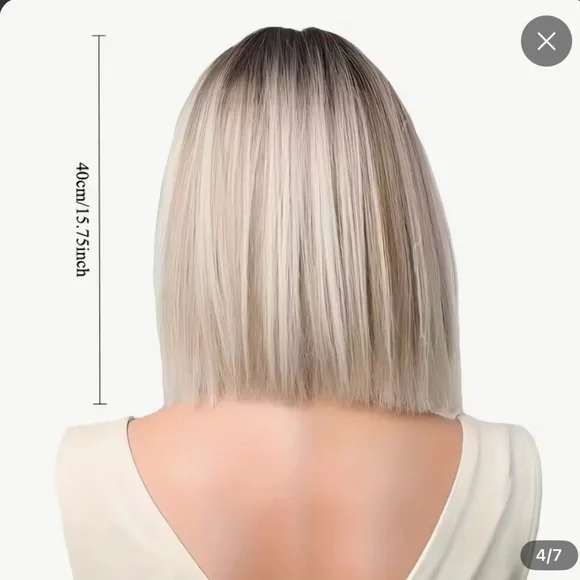 Heat-Resistant Synthetic Bob Wig - Ombre Blonde Gradient. - Picture 4 of 5